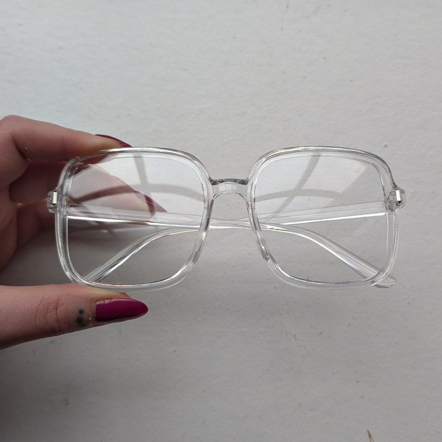 Retro Clear Square Sunglasses 70s Festival Sunnies Clean Minimalist Y2K Shades