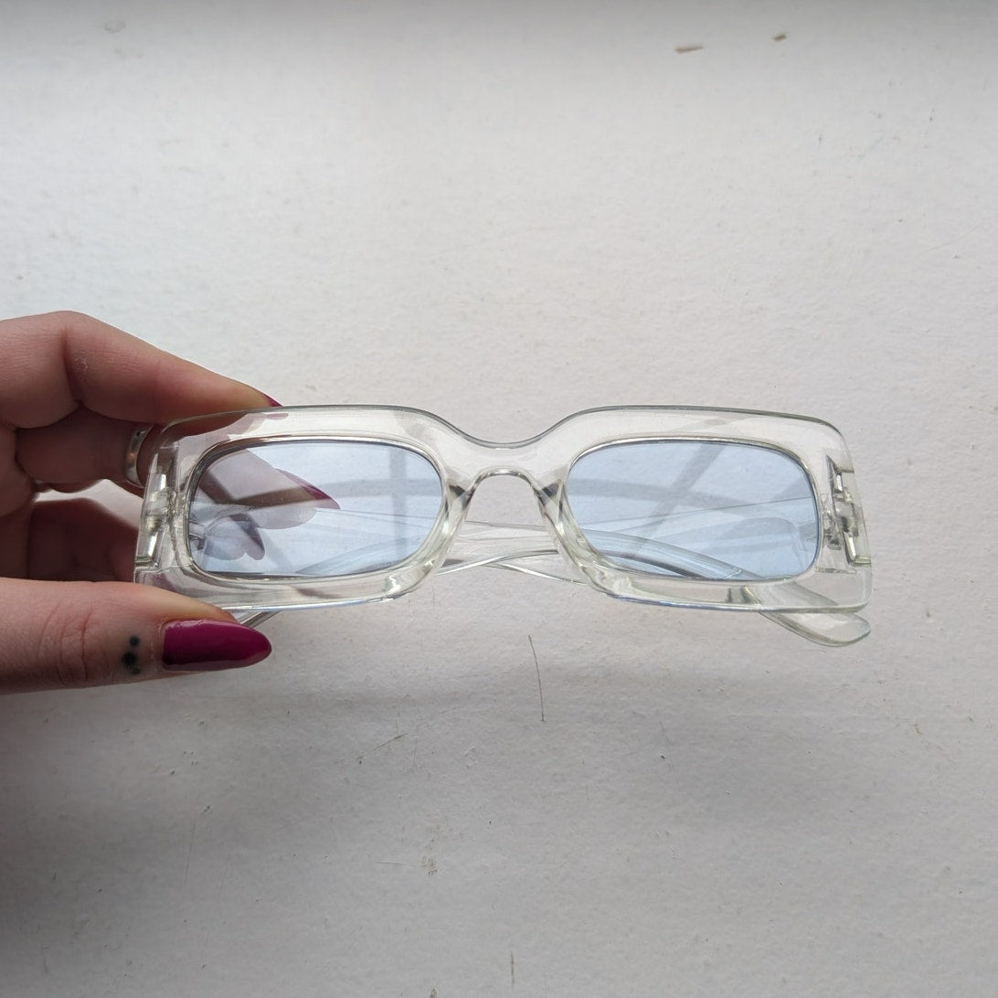 Retro Clear Square Sunglasses Baby Blue Pastel Shades Y2K Festival Chic Sunnies