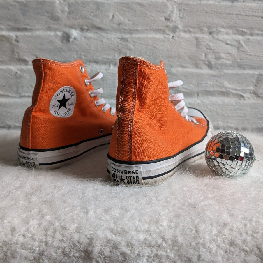 Converse Chucks Neon Orange Hightop Sneakers Skater Kicks Nerdcore Grunge Shoe