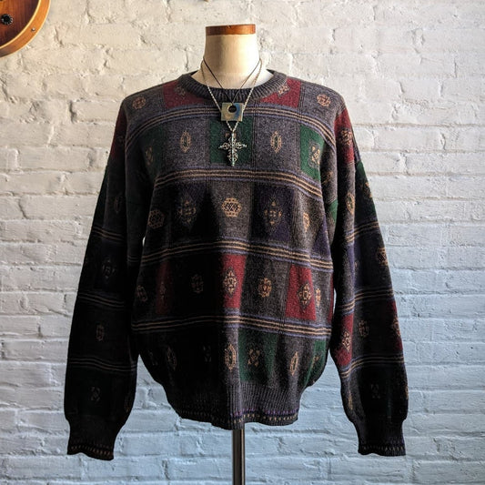 Vintage Wool Knit Oversize Grandpa Sweater Grunge Cottagecore Dark Academia Top