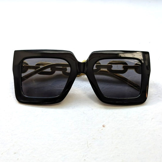Retro Black Chic Square Sunglasses Aviator Minimalist Festival Sunnies Shades