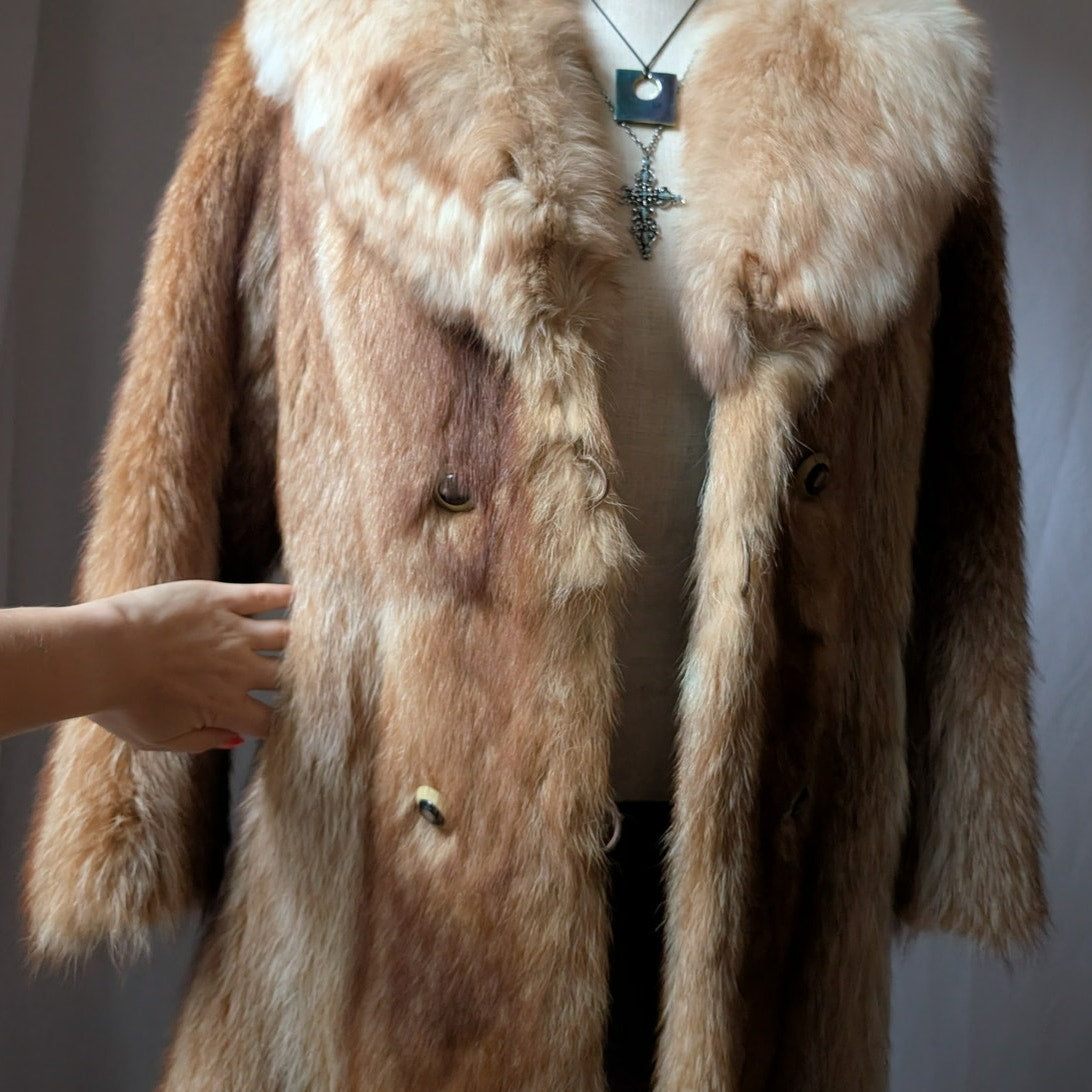 70s Vintage Fur Coat Red Mink Fox Fur Coat S Fluffy Penny Lane Luxury Jacket