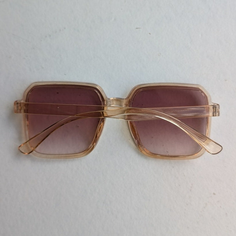70s Retro Tan Square Festival Sunglasses Translucent Chic Tinted Sunnies Shades