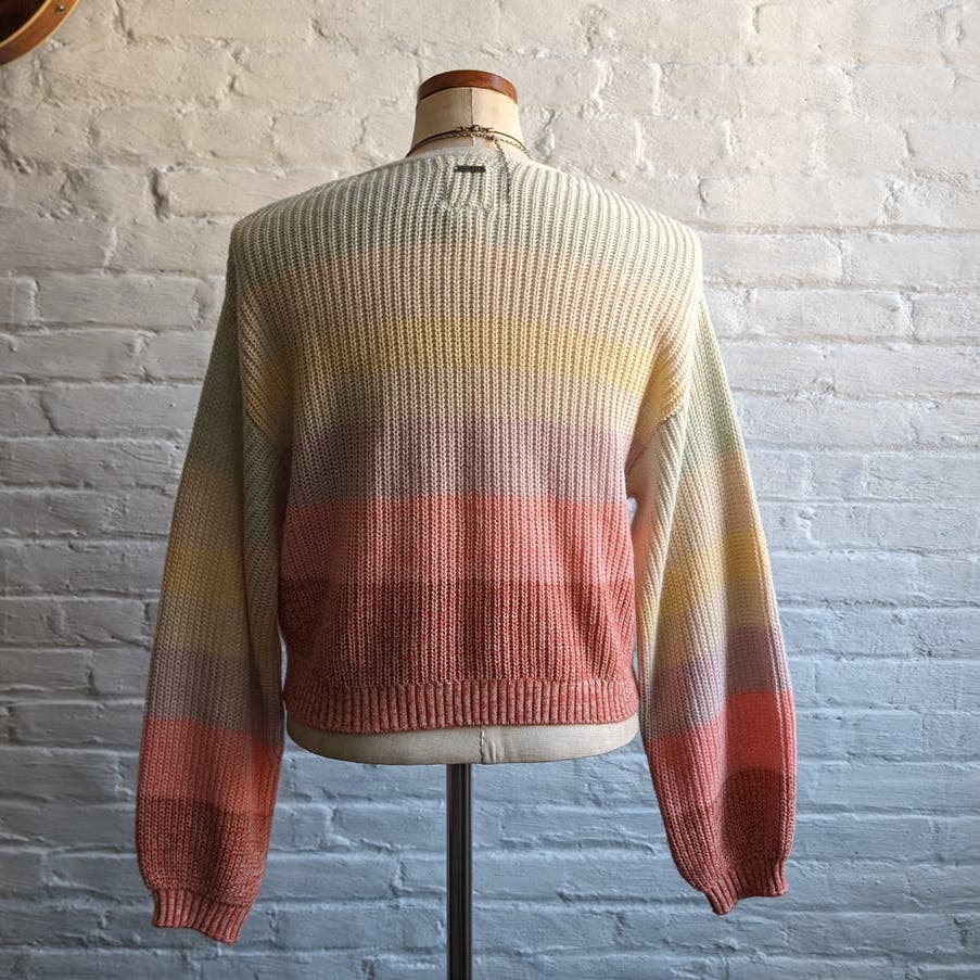 Y2K Retro Chunky Knit Pastel Stripe Sweater Kawaii Minimalist Ombre Rainbow Top