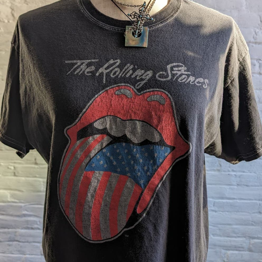 Urban Outfitters Retro Rolling Stones Band Tee 70s Oversize Graphic Print Top