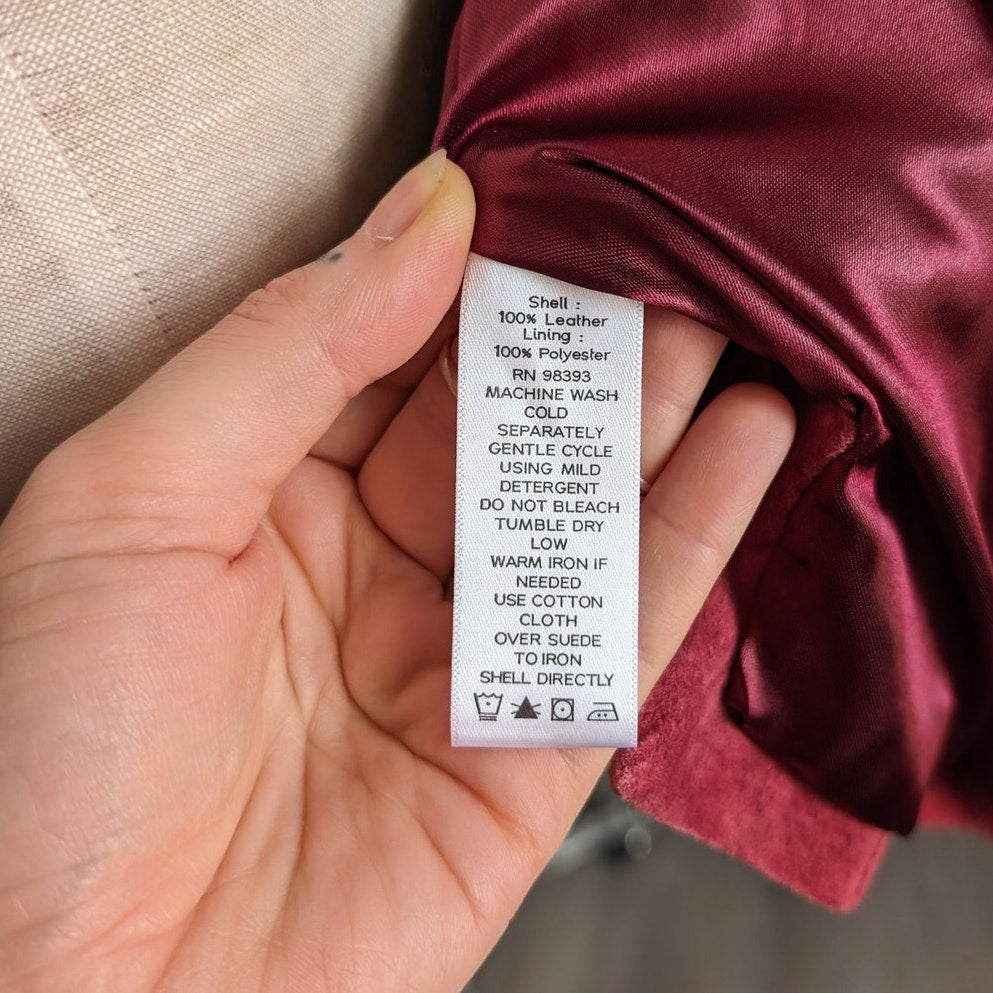 Y2K Red Leather Vest Suede Biker Minimalist Red Vintage Vest Spring Top Medium