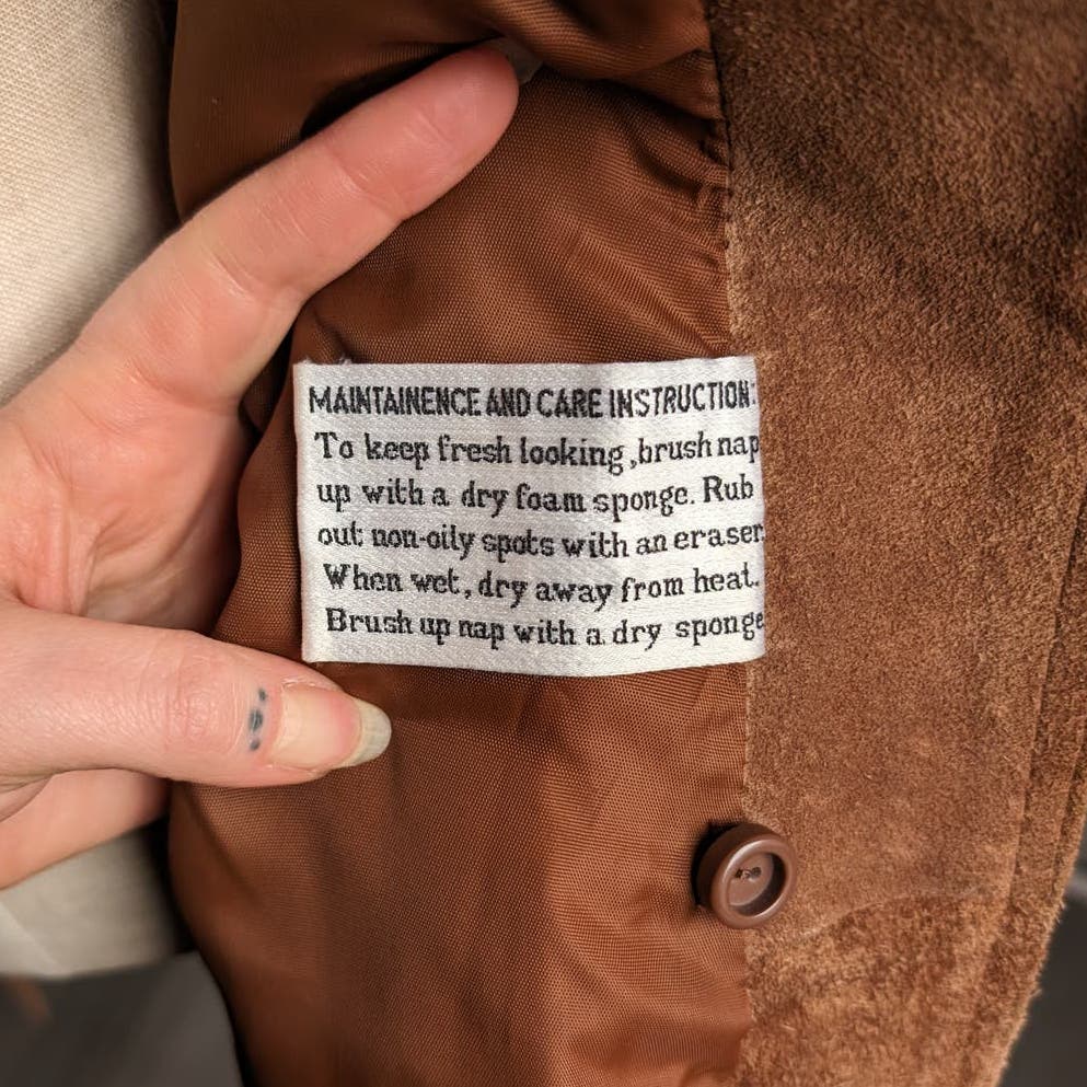 70s Penny Lane Groovy Suede Fur Jacket Furry Genuine Leather Mod Trench Coat