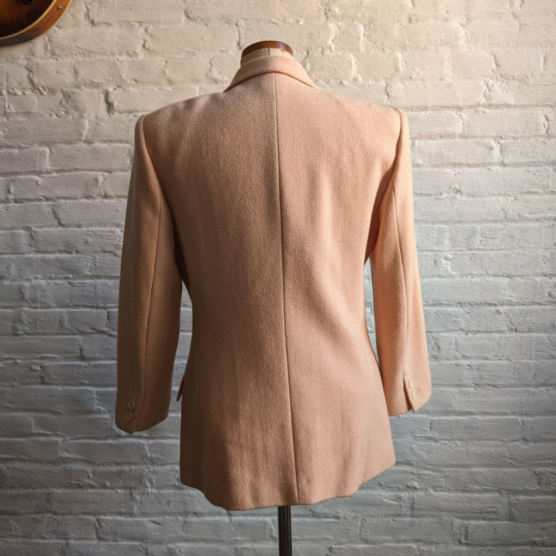 Vintage Pink Wool Blazer Tailored Pink Wool Jacket Preppy Boho Chic Coat Small