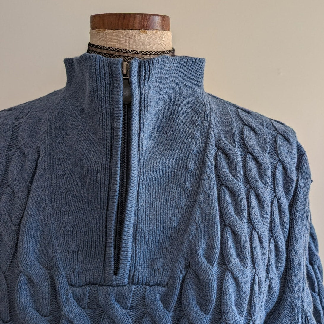 NWT Jos A Bank Blue Fisherman Knit Grandpa Sweater XL Oversized Cotton Cozy