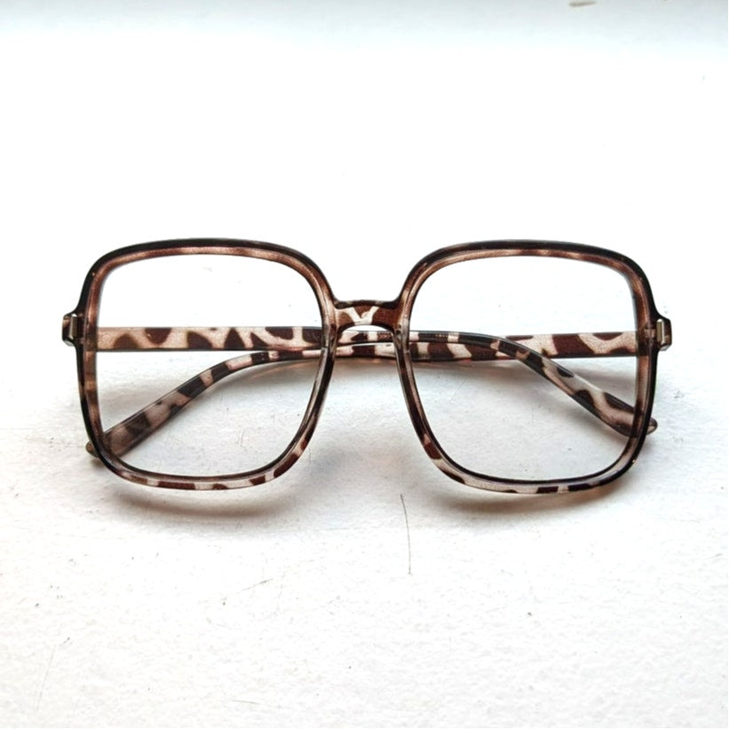 Retro Brown Tortishell Square Sunglasses 70s Festival Sunnies Zebra Print Shades