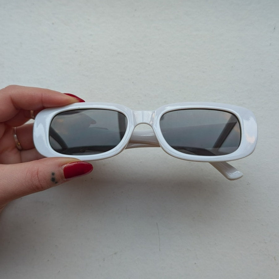 Retro White Nirvana Sunglasses Festival Clout Grunge Shades Groovy Chic Sunnies