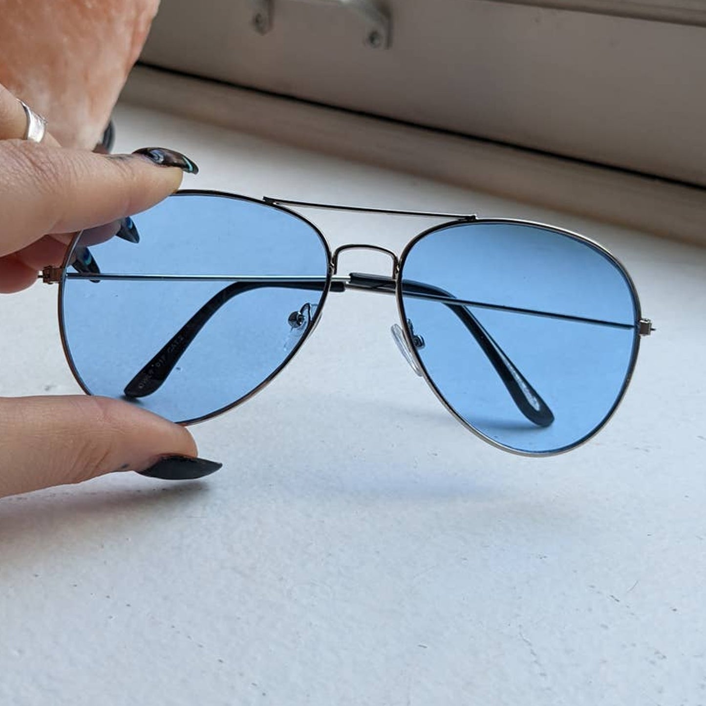 70s Retro Blue Aviator Sunglasses Pastel Minimalist Boho Sunnies Festival Shades