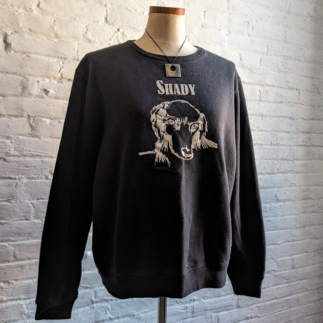 Vintage Black Oversize Graphic Print Sweatshirt Minimalist Grunge Band Sweater