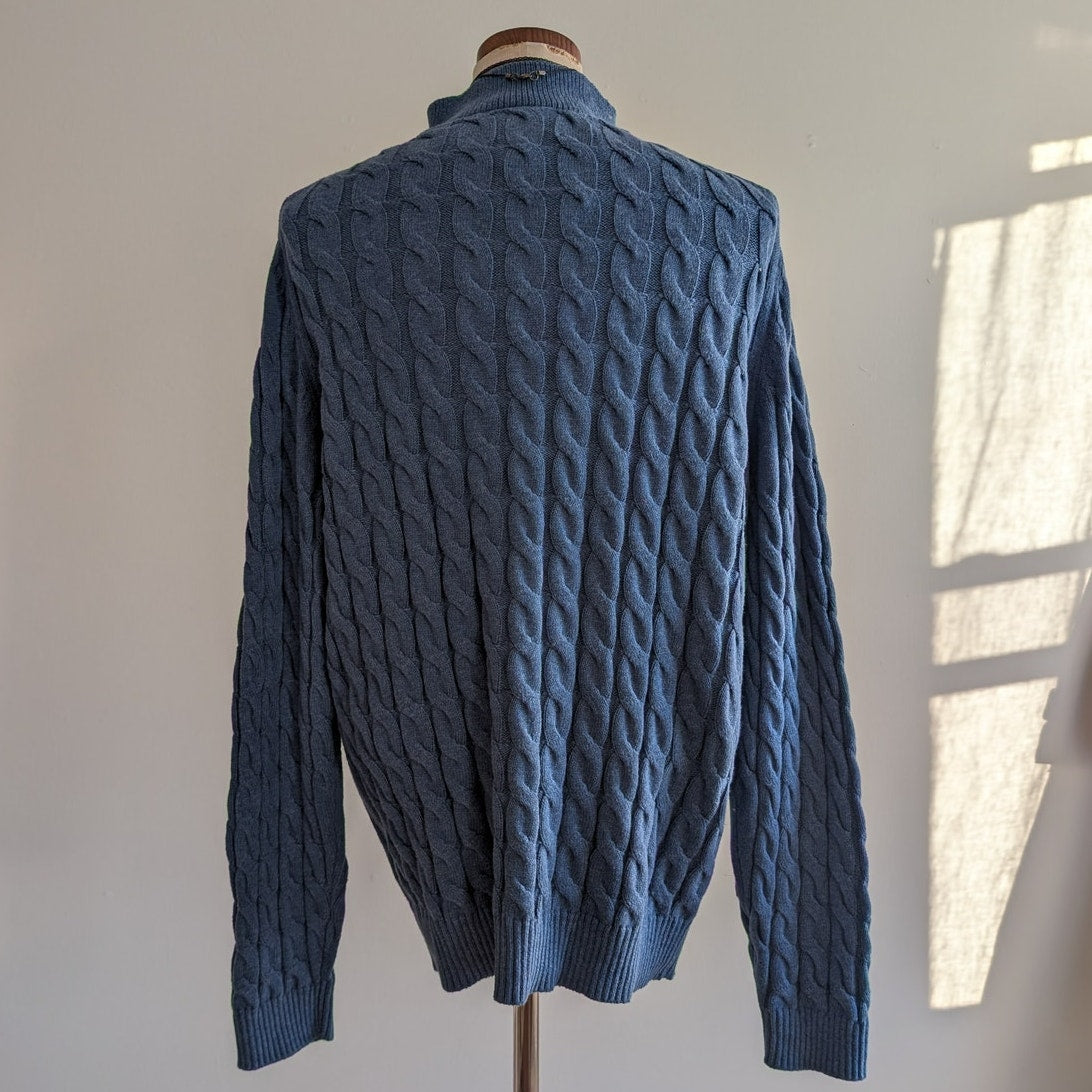NWT Jos A Bank Blue Fisherman Knit Grandpa Sweater XL Oversized Cotton Cozy