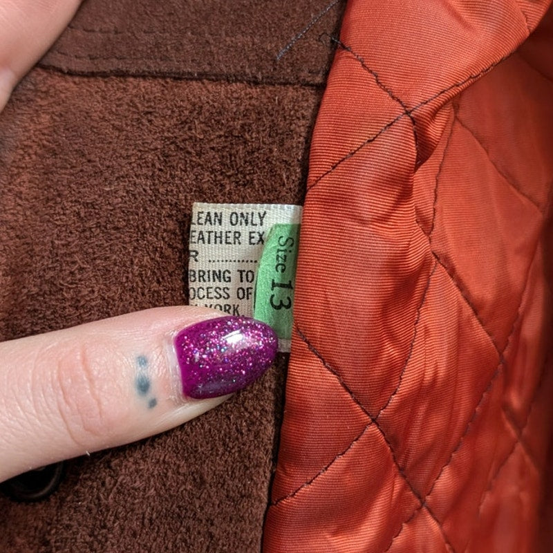 Vintage Brown Suede Penny Lane Jacket Groovy Fur Coat 70s Leather Western Medium