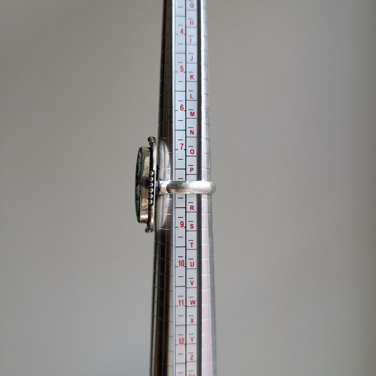 Green Swirl Oval Sterling Silver Ring Retro Vintage Boho Natural Stone Size 8