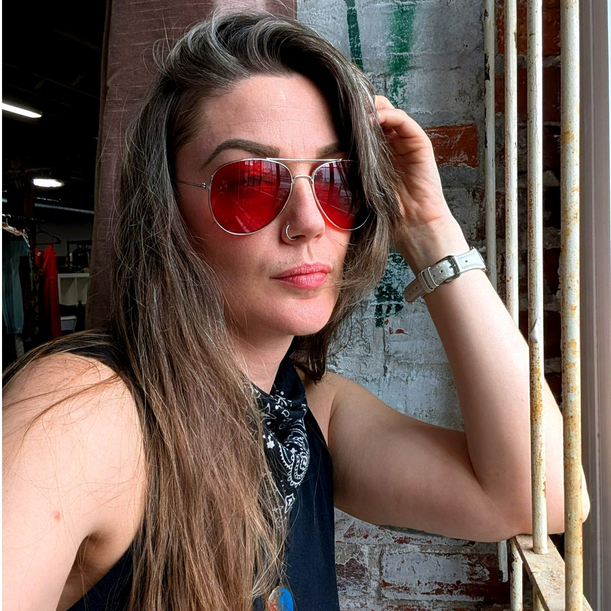 70s Retro Red Sunglasses Tinted Shades Aviators Minimalist Festival Accessories