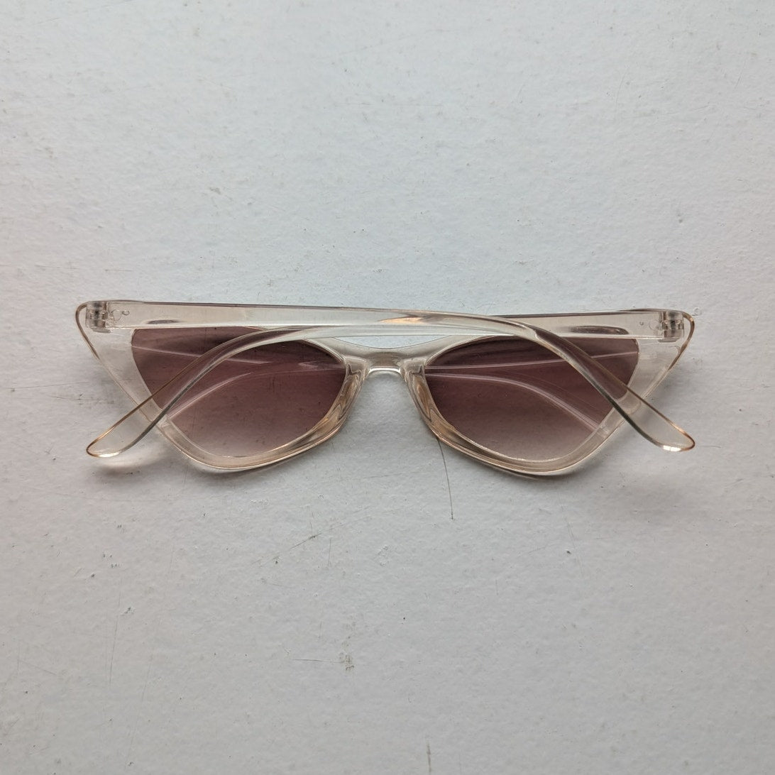 Retro Rose Pink Cat Eye Sunglasses Clear Tinted Shades Festival Sunnies Glasses