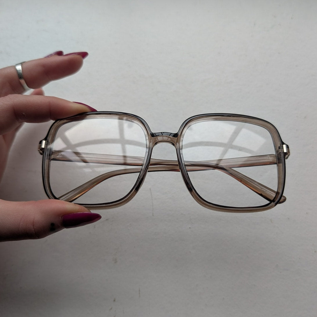 Retro Brown Square Sunglasses 70s Festival Sunnies Grunge Minimalist Y2K Shades