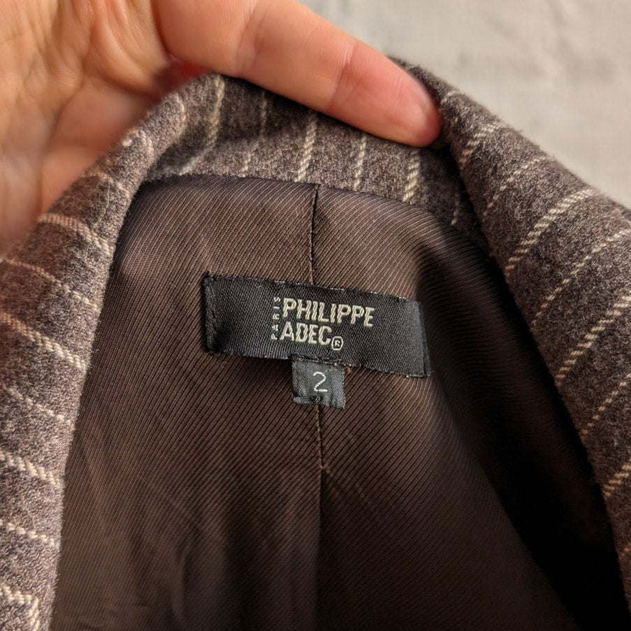 Vintage Brown Wool Pinstripe Blazer Earthy Wool Jacket Preppy Minimalist Medium