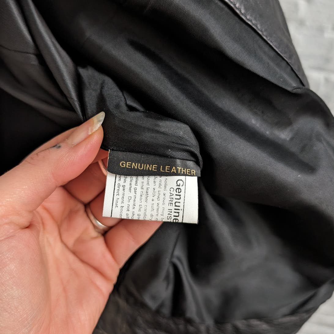 Vintage Black Leather Fringe Biker Jacket Cropped Two Tone Western Moto Shacket