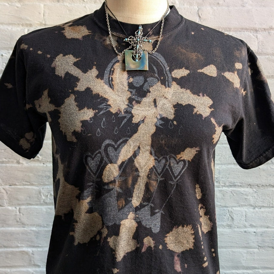 Retro Graphic Tee Rock Band Concert Acid Wash Tshirt Tie Dye Oversize Top Small