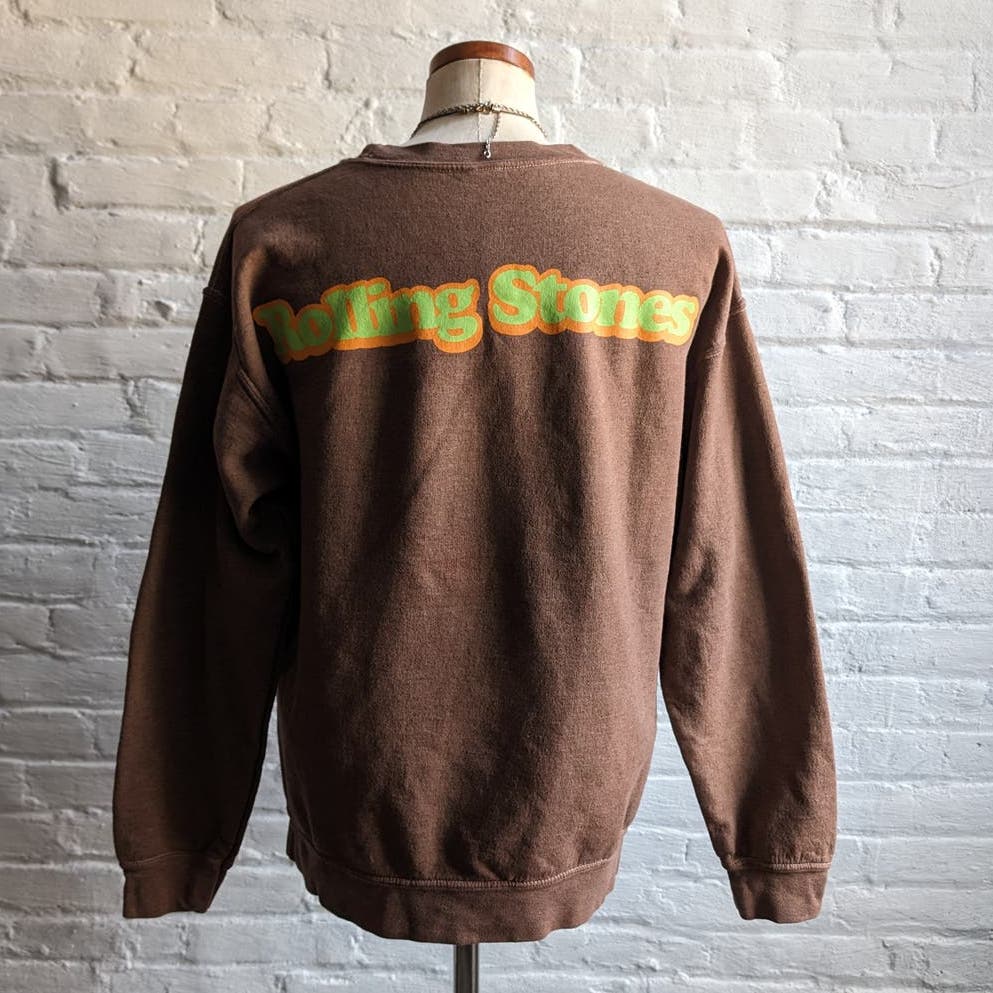 Urban Outfitters Rolling Stones Brown Sweater Oversize Groovy Graphic Band Top