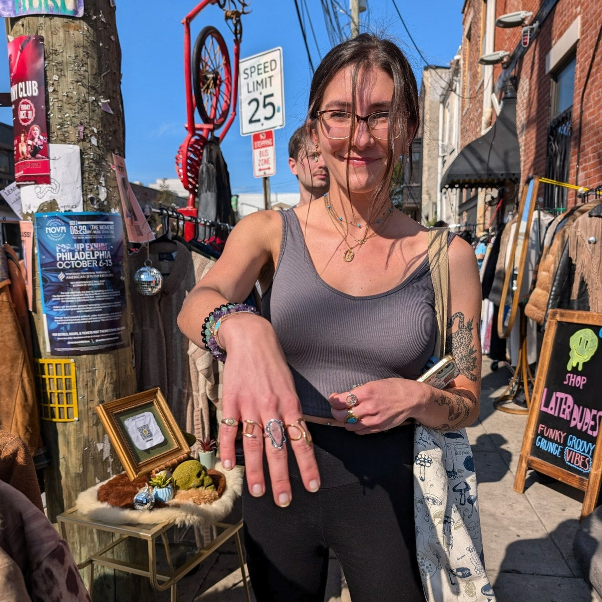 White Square Sterling Silver Ring Retro Vintage Boho Natural Stone Size 8.25