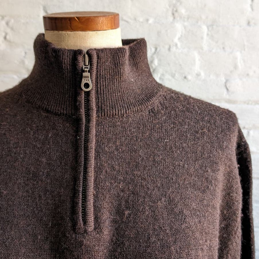 Vintage Knit Brown Wool Grandpa Sweater Minimalist Preppy Grunge Earthtone Top