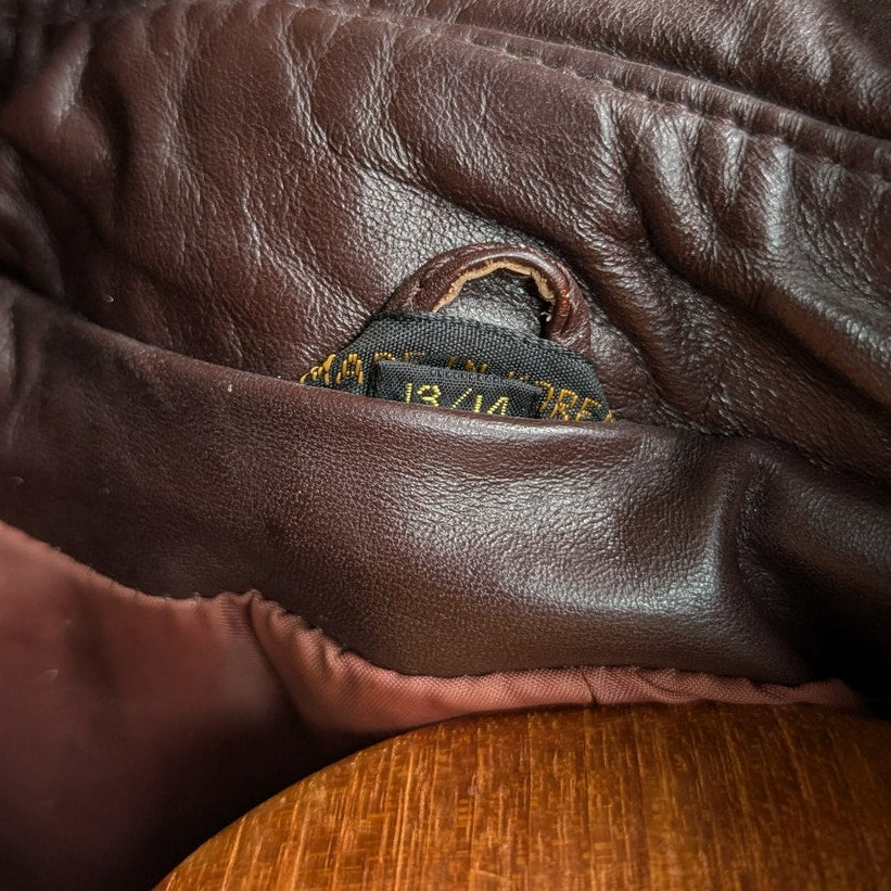 Vintage Brown Red Leather Jacket Minimalist Grunge Chic Biker Trench Coat Large