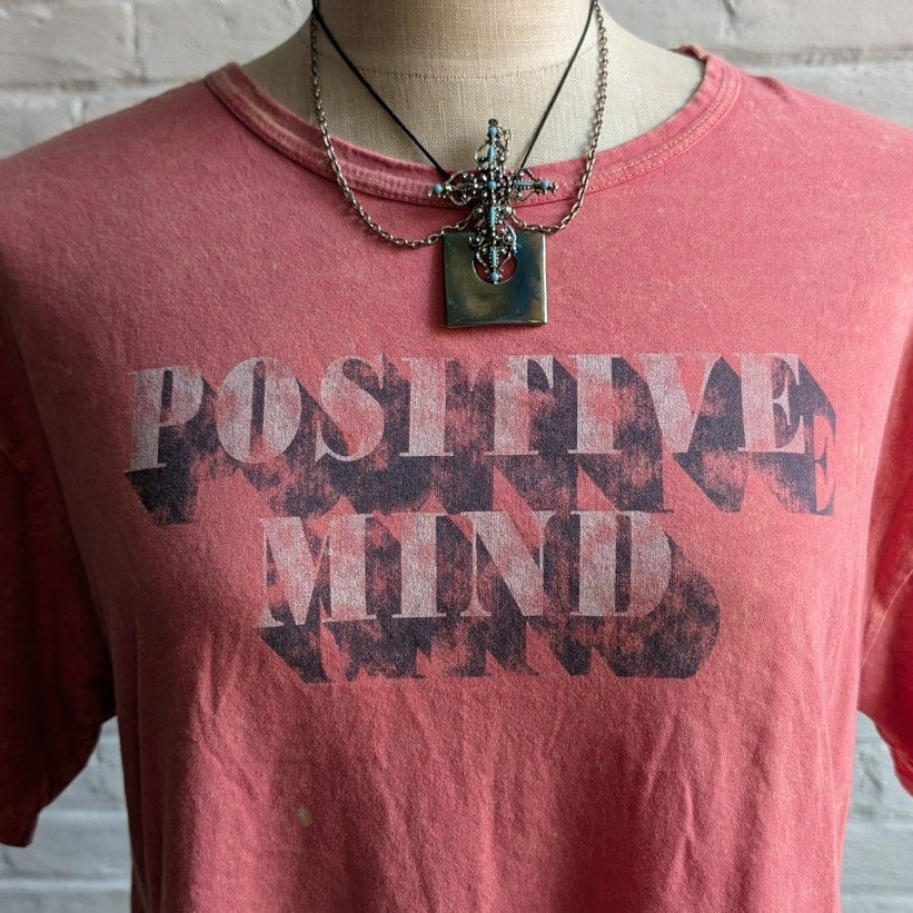 Y2K Red Burnout Acid Wash Concert Tee Pink Festival Tshirt Faded Crop Top Large