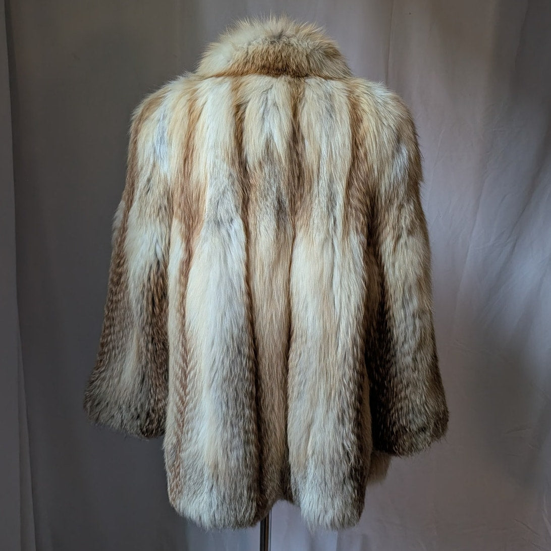 Vintage Red Fox Fur Coat L Luxury Old Money Furry Statement Jacket Designer Glam
