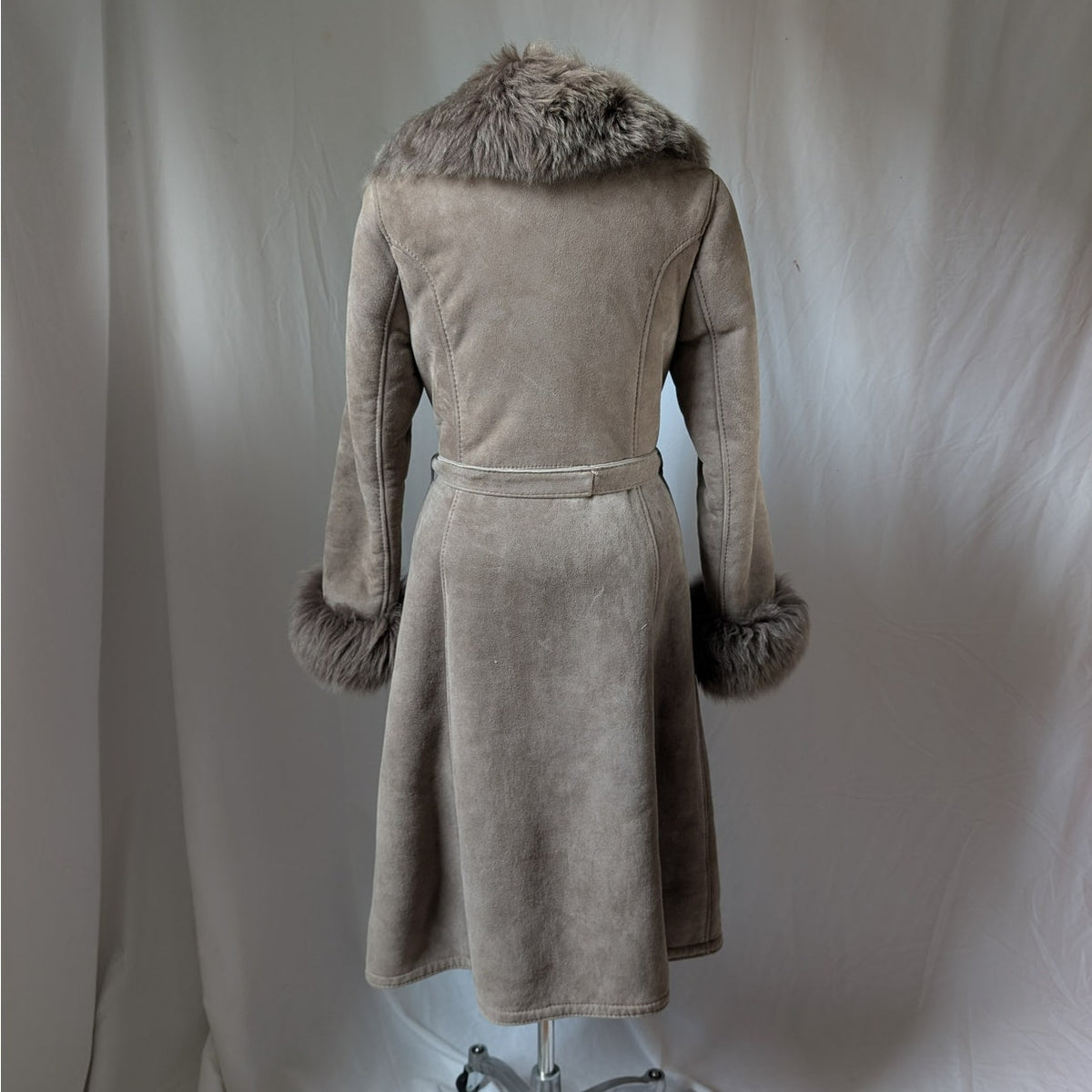 Vintage Brown Suede Penny Lane Jacket S Shearling Fur Coat Chic Leather Trench