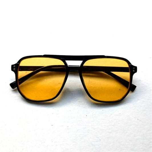 Retro Yellow Aviator Minimalist Festival Sunglasses Grunge Tinted Sunnies Shades