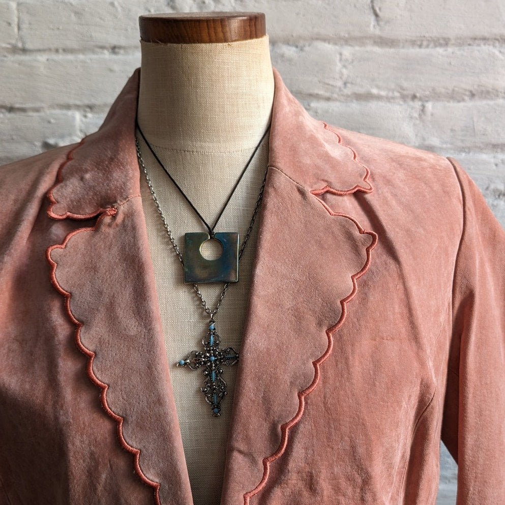 Vintage Pink Leather Jacket Pink Suede Jacket Embroidered Pastel Cowgirl Small