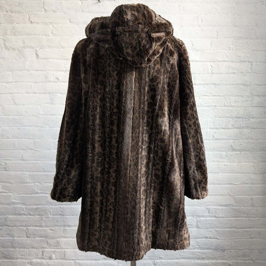 Vintage Cheetah Faux Fur Coat Mobwife Reversible Furry Animal Print Fuzzy Jacket