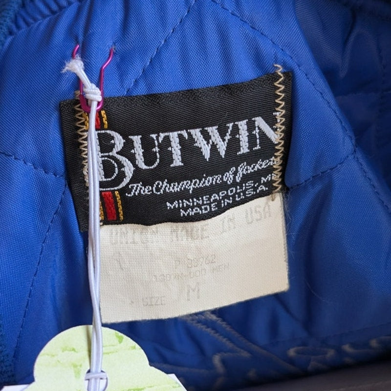 Vintage Blue Varsity Bomber Jacket Preppy Liberty Drill Team Sporty Coat Medium