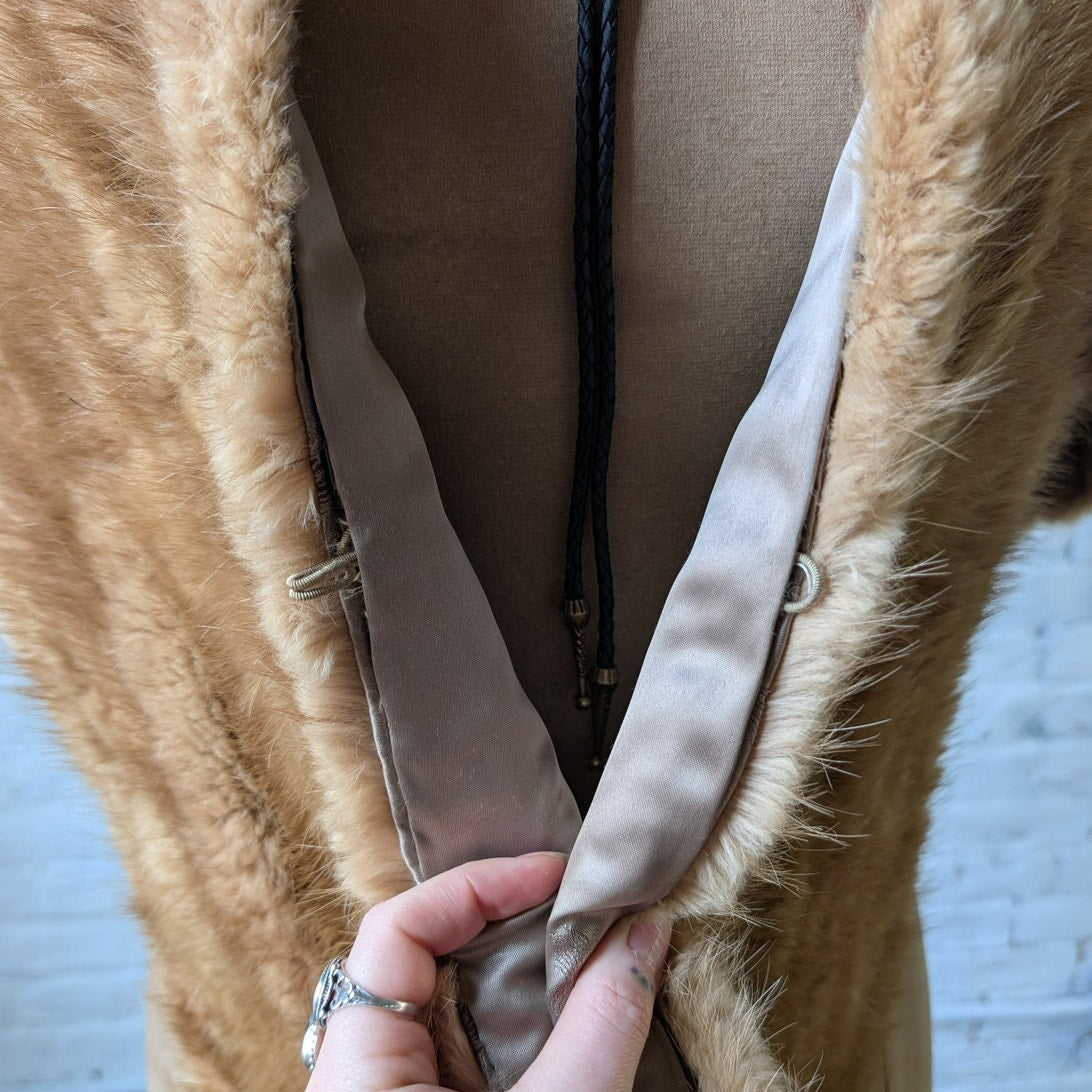 Vintage Mink Fur Stole Genuine Blonde Luxury Scarf Mob Wife Shawl Western Cape