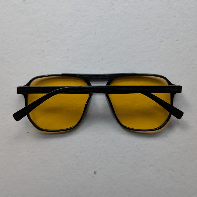 Retro Yellow Aviator Minimalist Festival Sunglasses Grunge Tinted Sunnies Shades