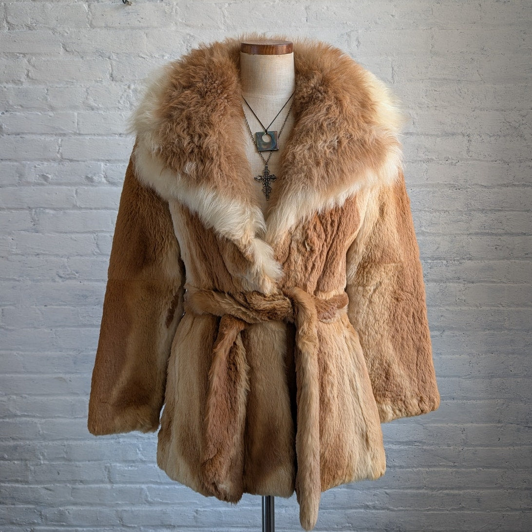 70s Vintage Rust Orange Furry Penny Lane Coat Fuzzy Mobwife Afghan Fur Jacket
