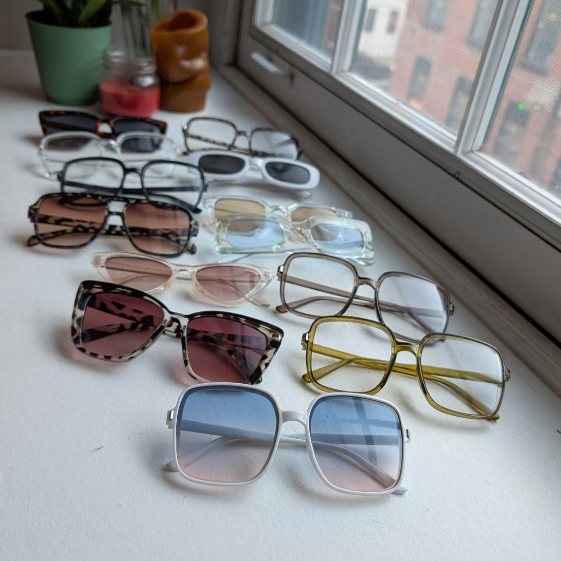 Retro Clear Square Sunglasses 70s Festival Sunnies Clean Minimalist Y2K Shades