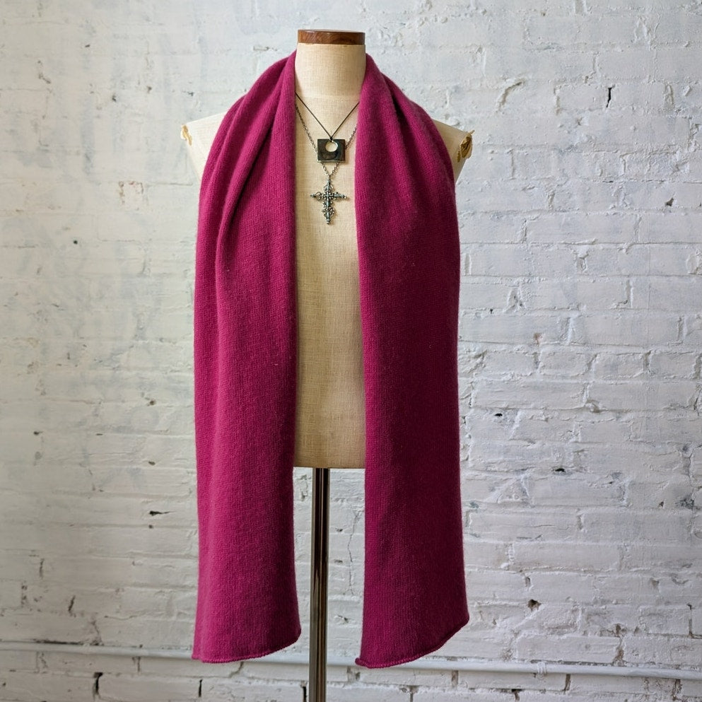 Bergdorf Goodman Vintage Hot Pink Cashmere Luxury Scarf Fuzzy Magenta Shawl Wrap