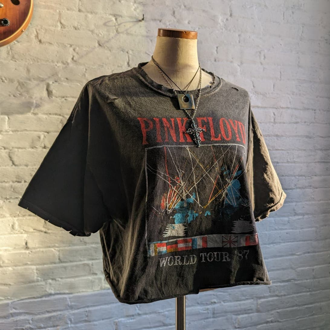 Urban Outfitters Cropped Band Tee Retro 70s Pink Floyd Psychedelic Groovy Top