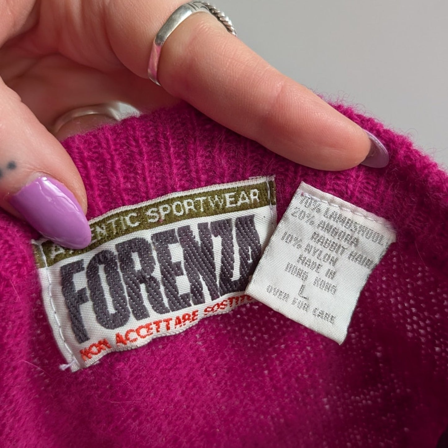 Vintage Pink Wool Knit Sweater Granny Furry Sweater Oversize Sweater Top Large