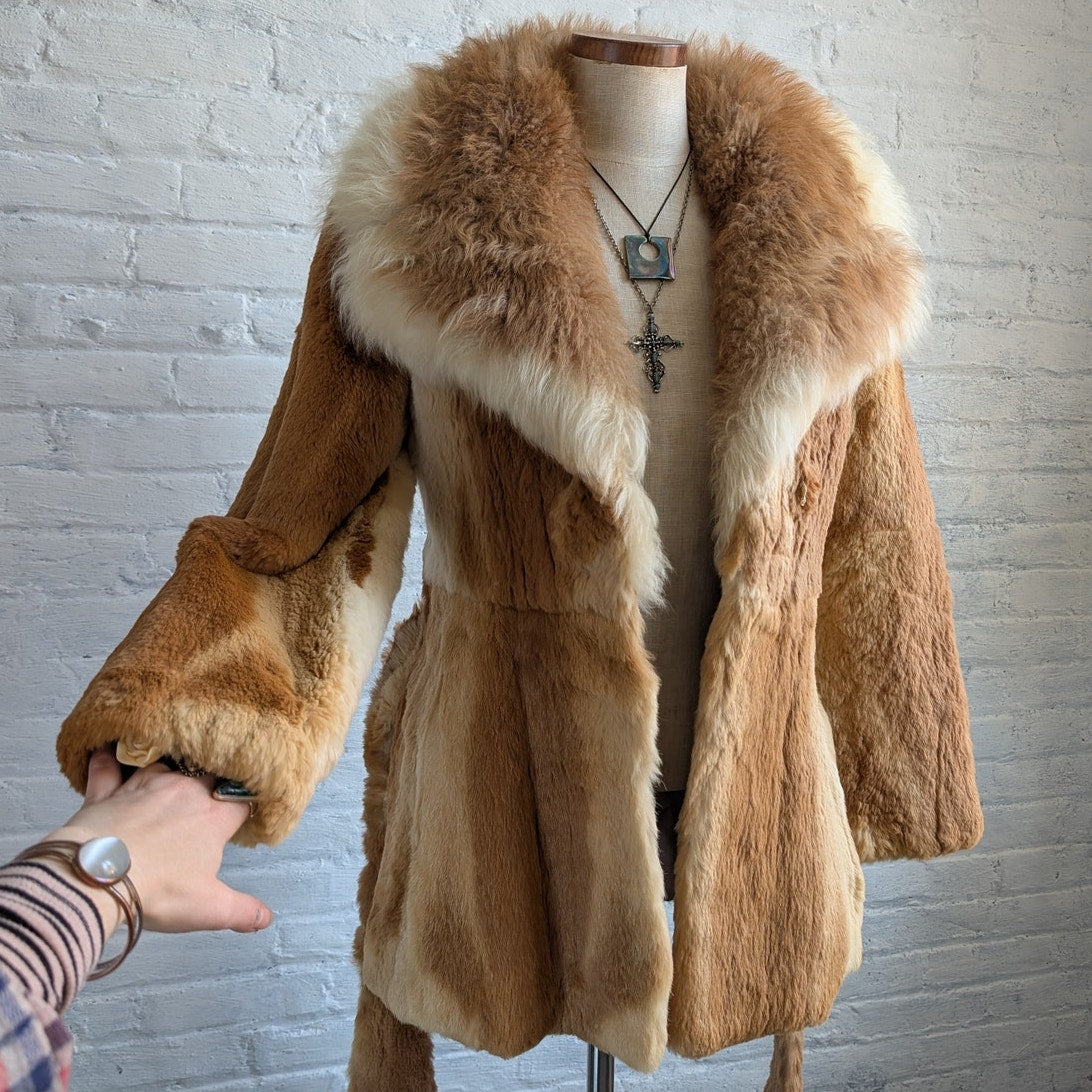 70s Vintage Rust Orange Furry Penny Lane Coat Fuzzy Mobwife Afghan Fur Jacket