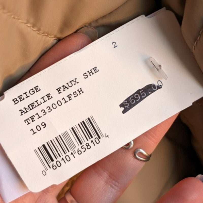 Brown Faux Fur Coat Teddy Jacket Quilted Puffer Coat Designer Reversible Large