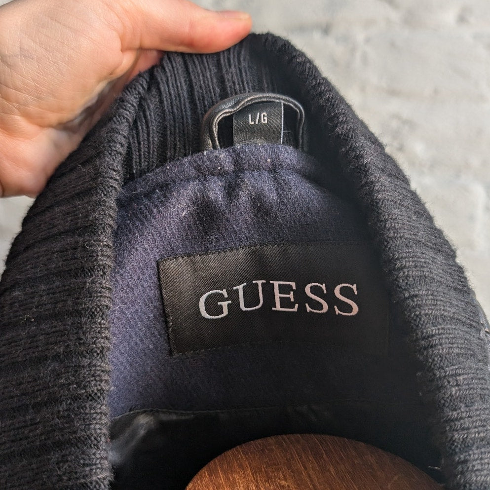 Y2K Vintage Wool Varsity Jacket Faux Leather Bomber Knit Utility Letterman Large