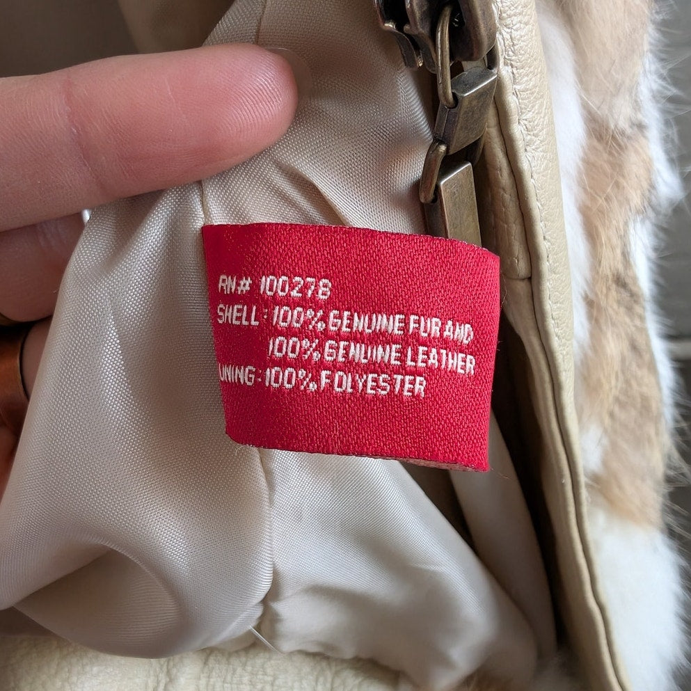 Vintage Patchwork Rabbit Fur Penny Lane Trench Coat Genuine Suede Leather Jacket