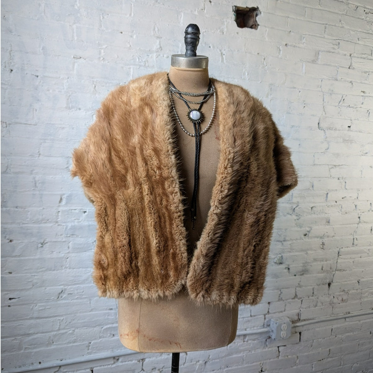 Vintage Mink Fur Stole Genuine Blonde Luxury Scarf Mob Wife Shawl Western Cape