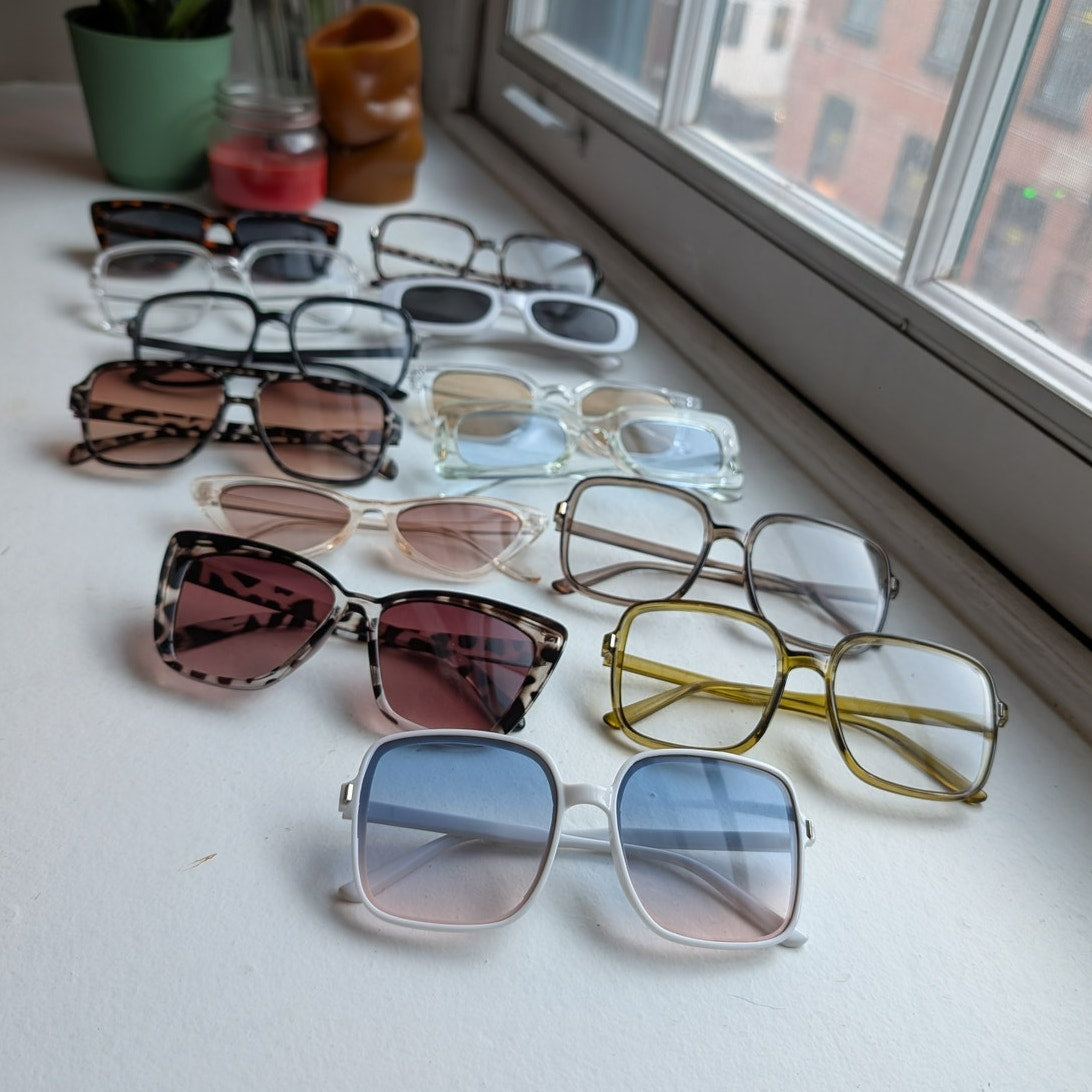 Retro Brown Square Sunglasses 70s Festival Sunnies Grunge Minimalist Y2K Shades